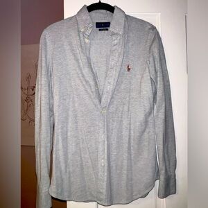 Knit Oxford Ralph Lauren Button down Grey WOMENS top Size Small